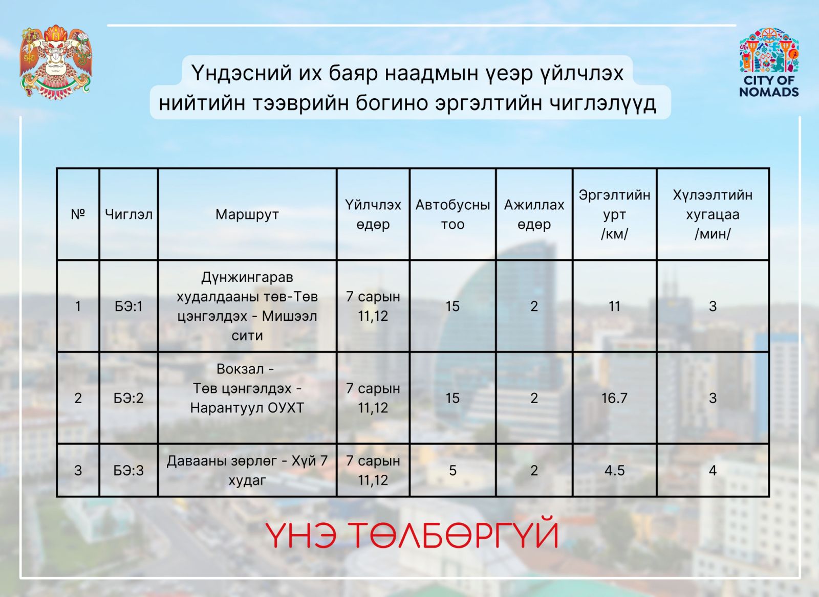 Наадамчдад зориулж зургаан чиглэлд 56 автобус нэмж явуулна